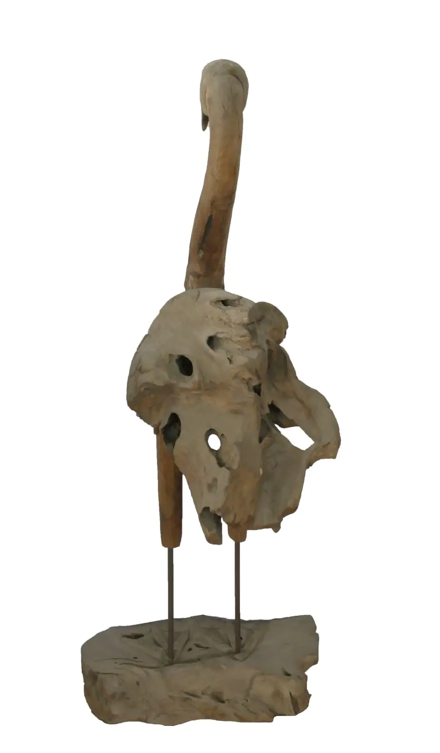  Product image 5 of the product “Flamingo, made from teak root pieces, about 1,11 mtr high-. 2 Parts, metall feet. ”